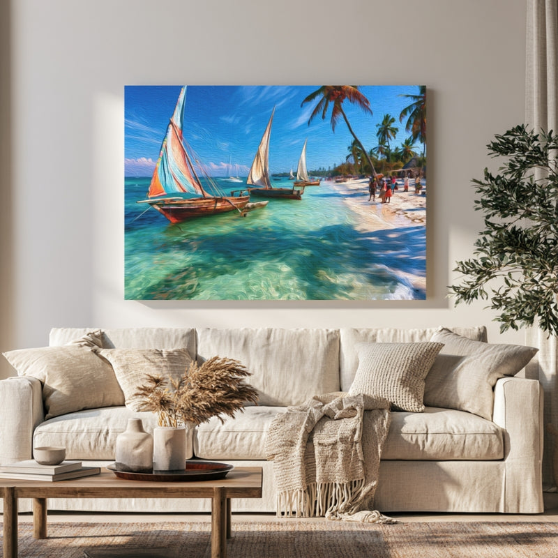Dhows on Tropical Shore — Malindi, Kenya, view 1
