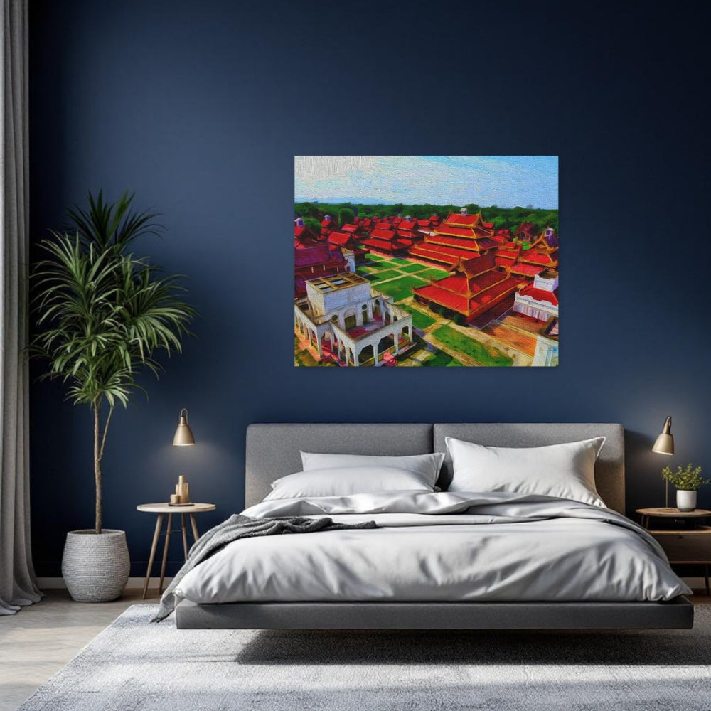 Mandalay, Myanmar | Royal Palace Complex Rooftops | Original Series Gallery Canvas detail