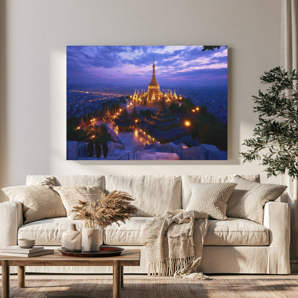 Mandalay, Myanmar | Mandalay Hill Pagoda at Dusk | Original Series Gallery Canvas