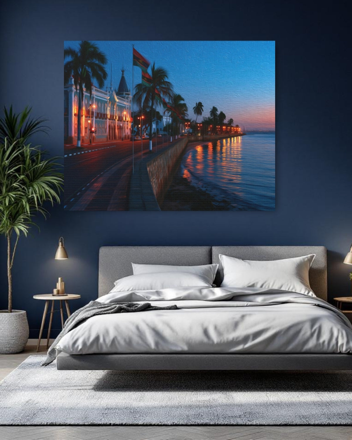 Maputo, Mozambique | Maputo Waterfront Promenade at Dusk | Original Series Gallery Canvas detail