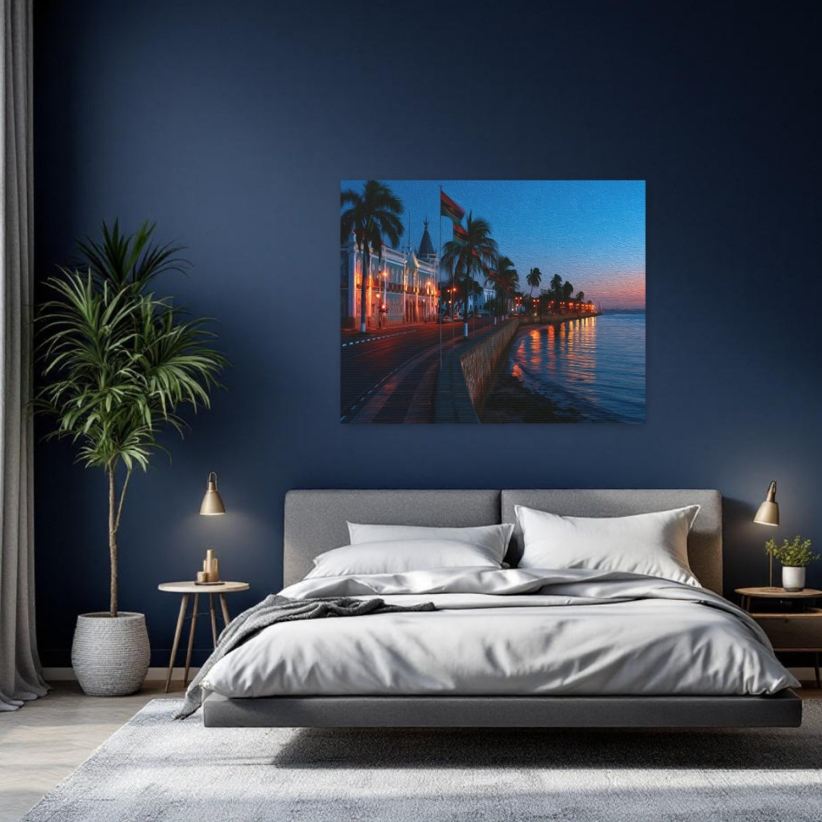 Maputo, Mozambique | Maputo Waterfront Promenade at Dusk | Original Series Gallery Canvas detail