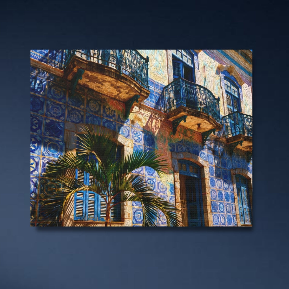 Maputo, Mozambique | Azulejo Tiled Colonial Facade | Original Series Gallery Canvas close-up detail