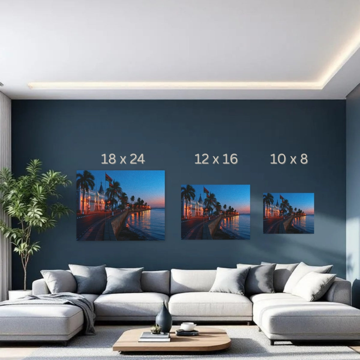 Maputo, Mozambique | Maputo Waterfront Promenade at Dusk | Original Series Gallery Canvas detail