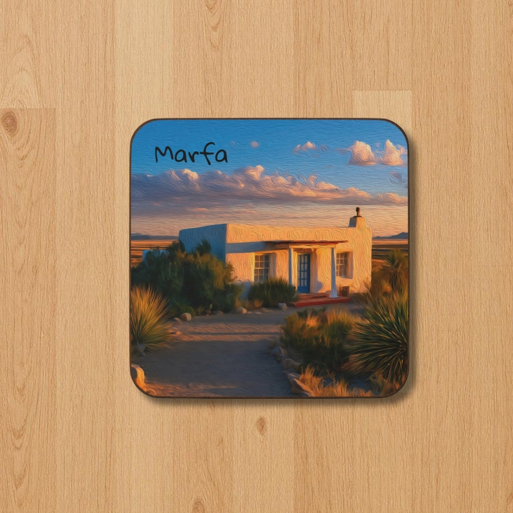 Marfa, Texas | Desert Adobe Sunset | Original Series Hardboard Coaster