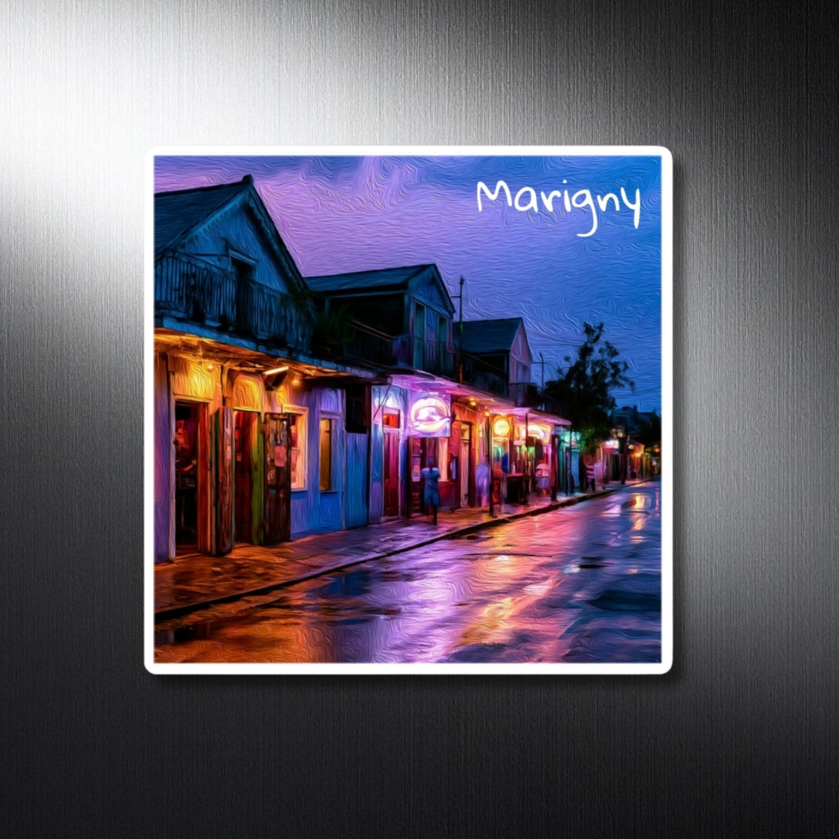 Rainy Night Neon Streets — Marigny, New Orleans, study 1