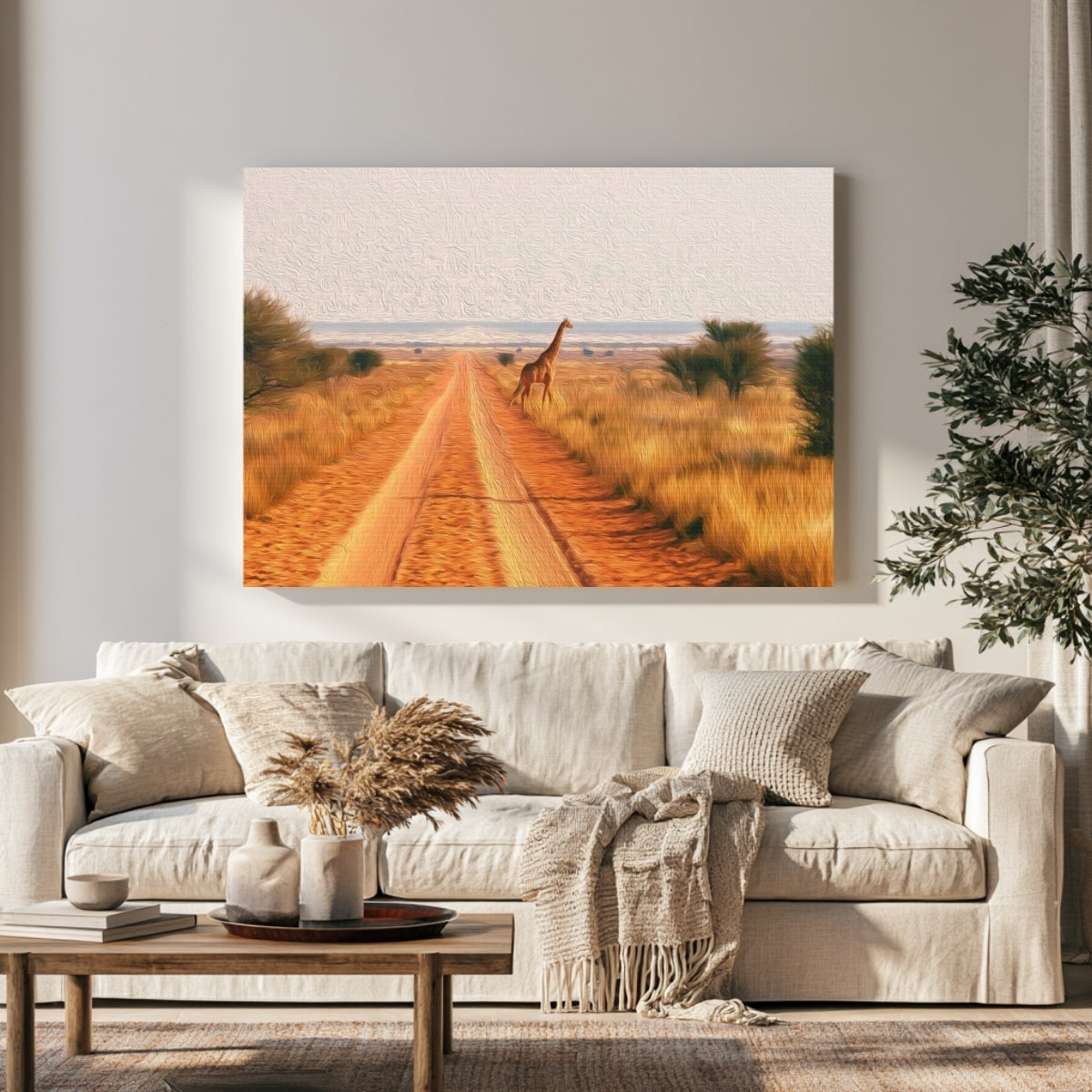 Kalahari Dirt Road Giraffe — Maun, Botswana, view 1