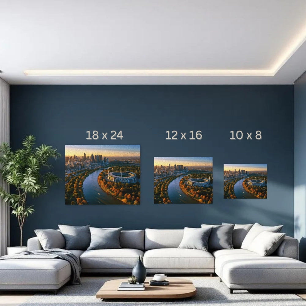 Melbourne, Australia | MCG River City Skyline | Original Series Gallery Canvas detail