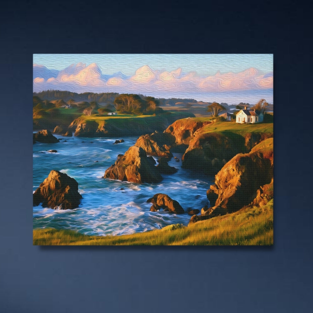 Mendocino, California | Rocky Coastal Cliffs Vista | Original Series Gallery Canvas detail