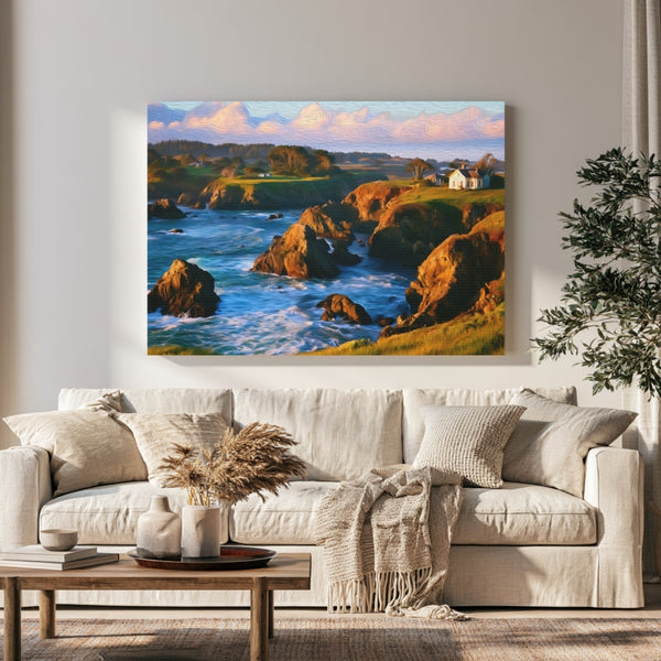 Mendocino, California | Rocky Coastal Cliffs Vista | Original Series Gallery Canvas