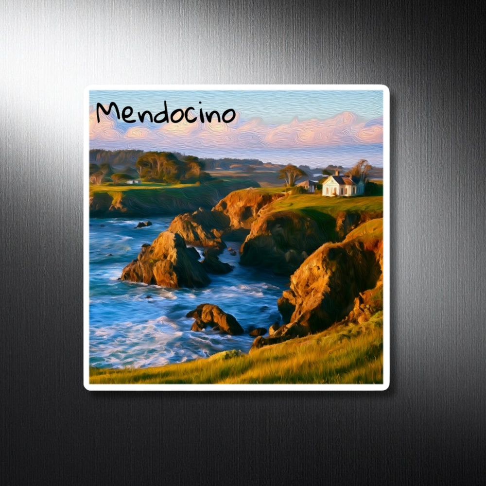 Mendocino, California | Rocky Coastal Cliffs Vista | Original Series Decorative Magnet