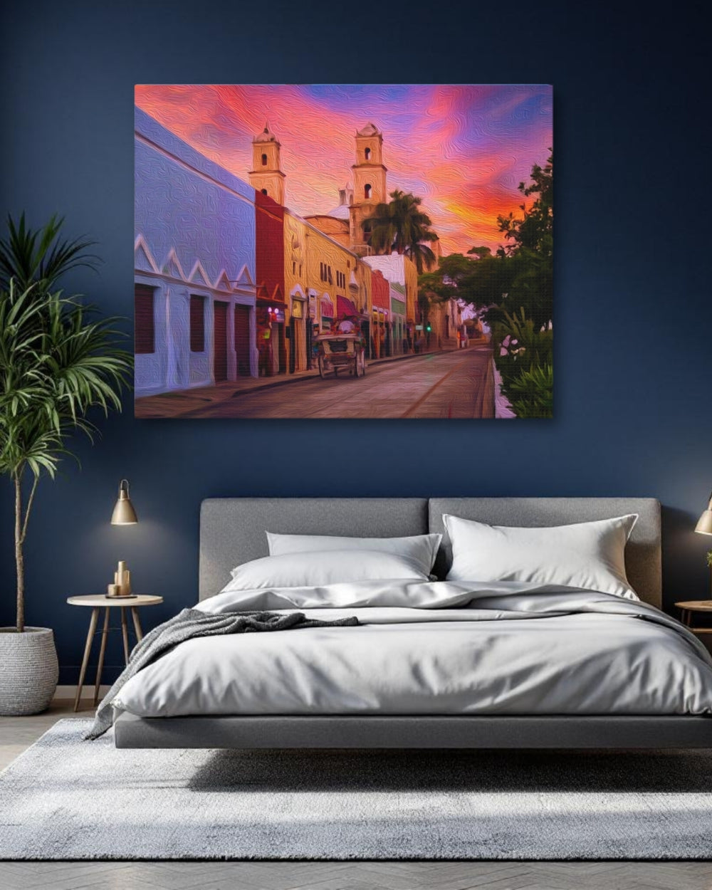 Merida, Mexico | Colonial Street at Sunset | Original Series Gallery Canvas detail
