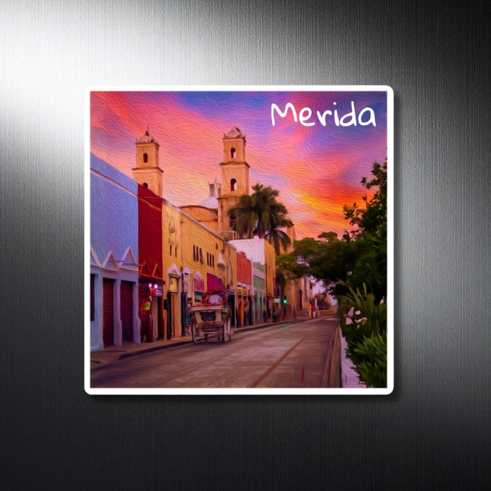 Merida, Mexico | Colonial Street at Sunset | Original Series Decorative Magnet
