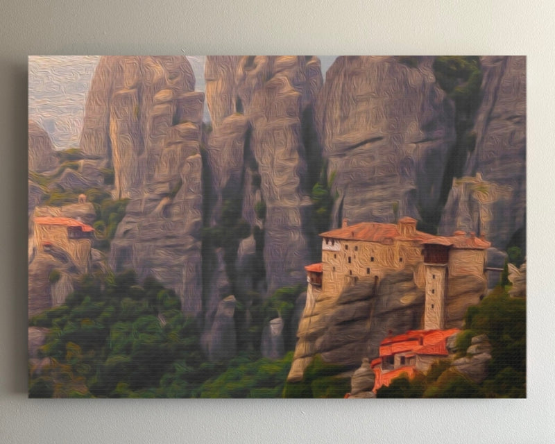 Roussanou Monastery Rock Pillars — Meteora, Greece
