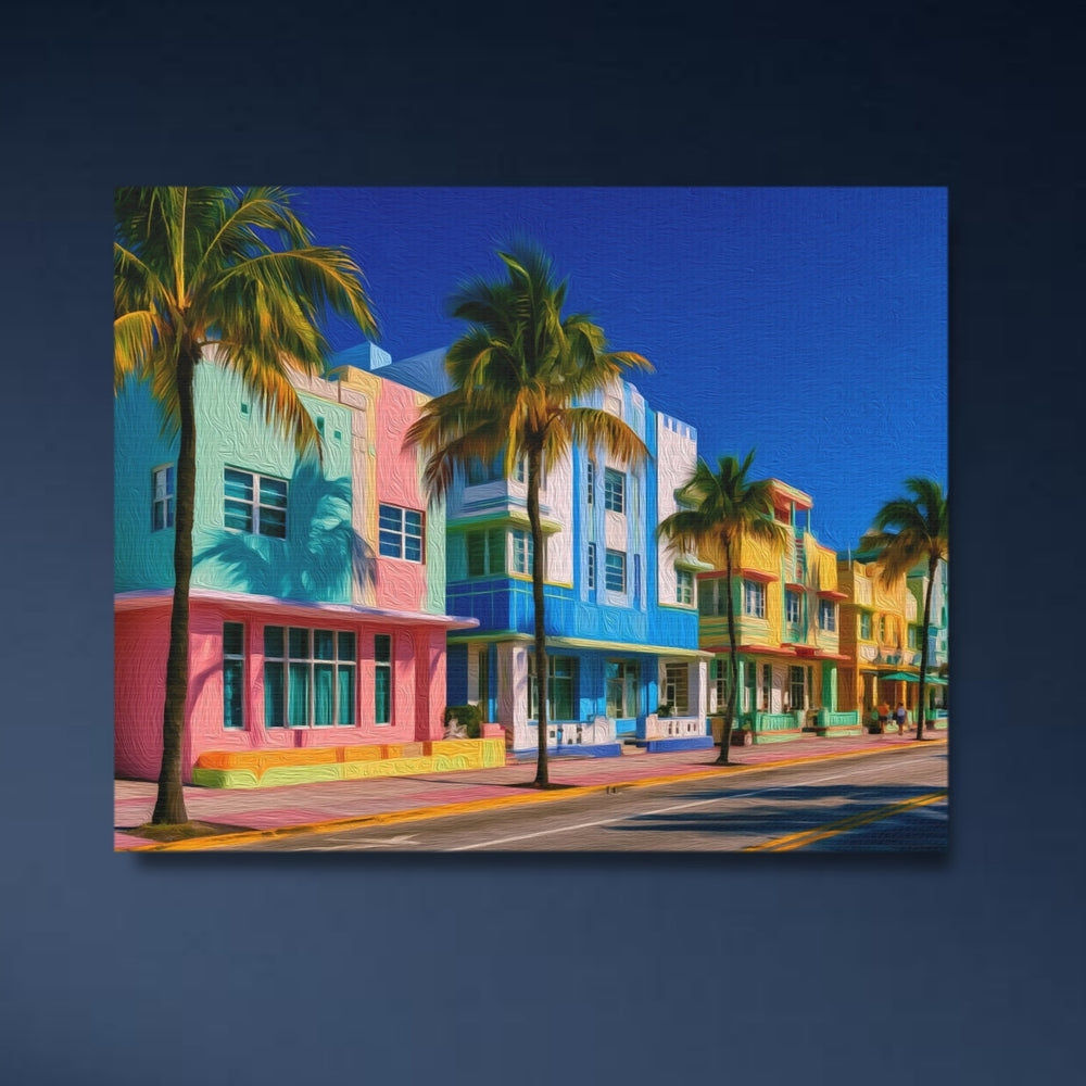 Miami, Florida | Ocean Drive Art Deco | Original Series Gallery Canvas detail
