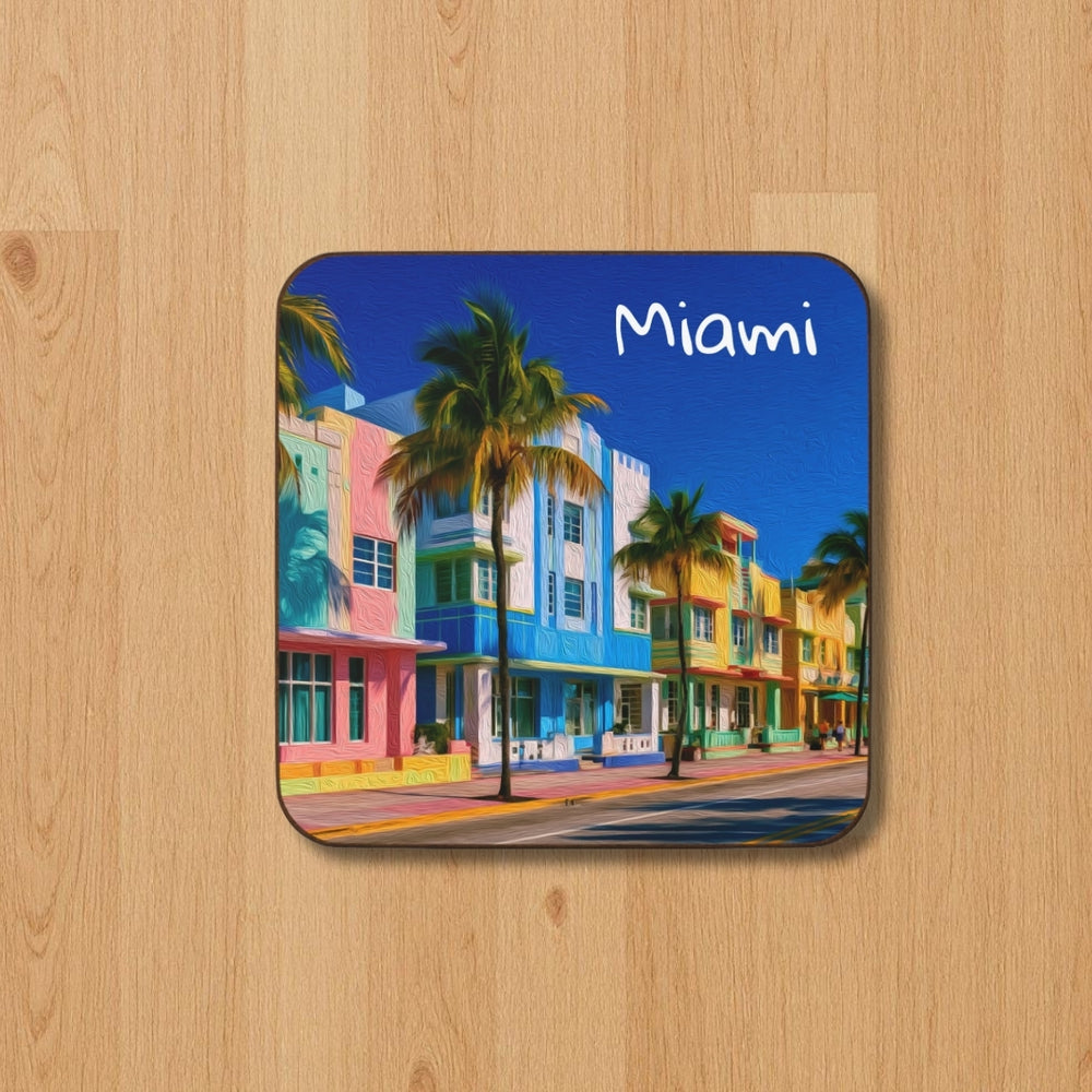 Miami, Florida | Ocean Drive Art Deco | Original Series Hardboard Coaster