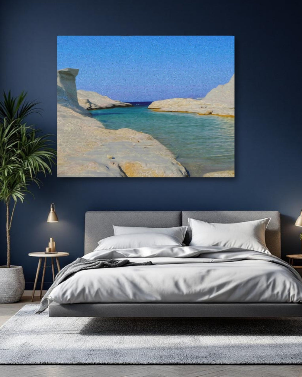 Milos, Greece | White Rock Coastal Cove | Original Series Gallery Canvas detail