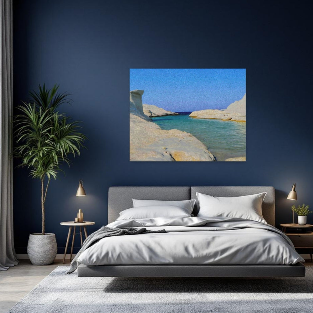 Milos, Greece | White Rock Coastal Cove | Original Series Gallery Canvas detail