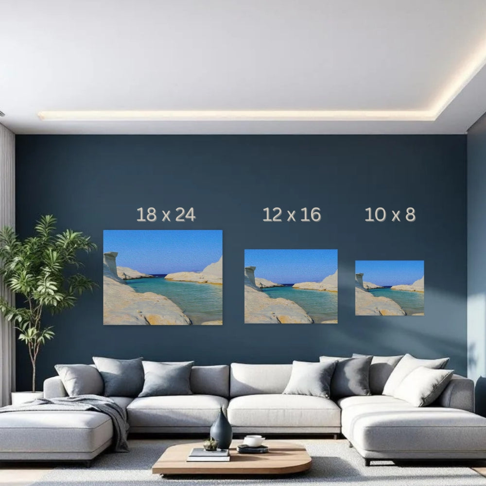 Milos, Greece | White Rock Coastal Cove | Original Series Gallery Canvas detail