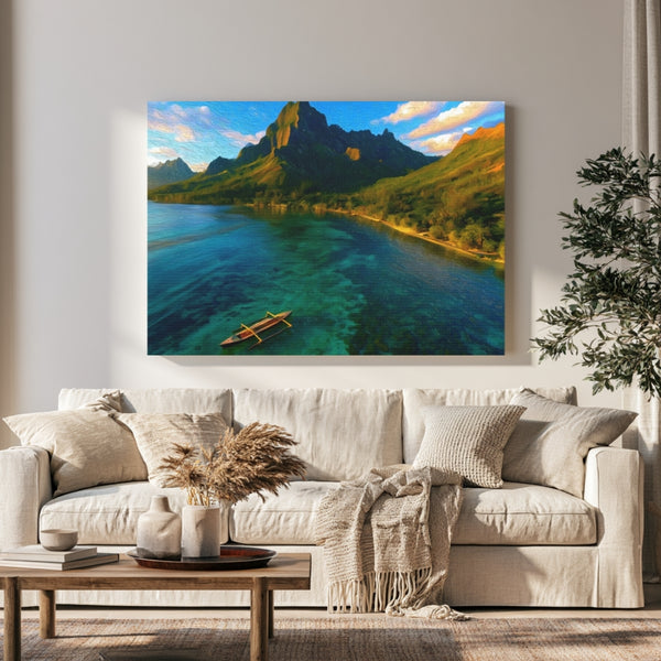 Moorea, French Polynesia | Opunohu Bay Outrigger Canoe Vista | Original Series Gallery Canvas
