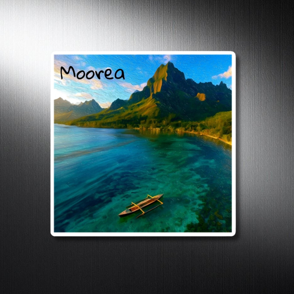 Moorea, French Polynesia | Tropical Lagoon Mountain Vista | Original Series Decorative Magnet