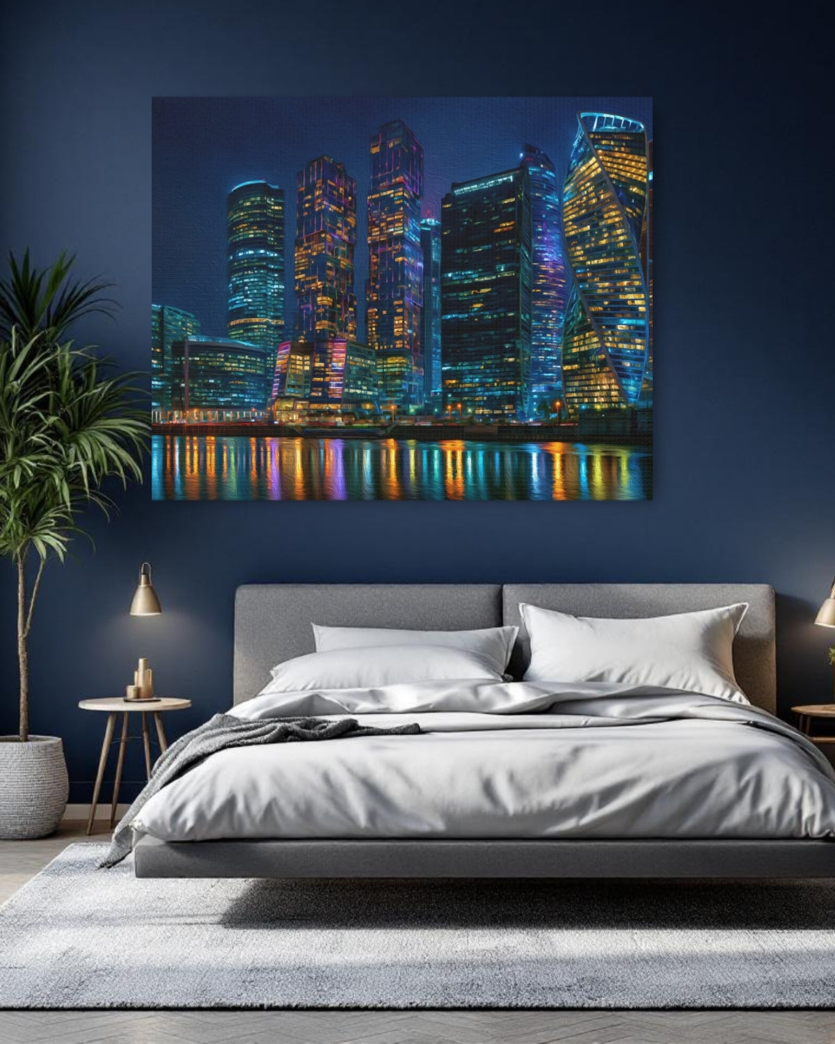 Moscow City MIBC Night Reflection — Moscow, Russia, study 1