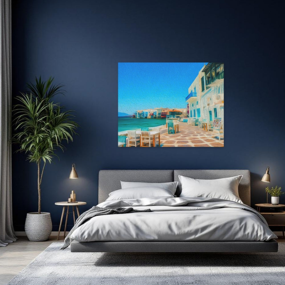 Mykonos, Greece | Little Venice Waterfront Cafe | Original Series Gallery Canvas detail