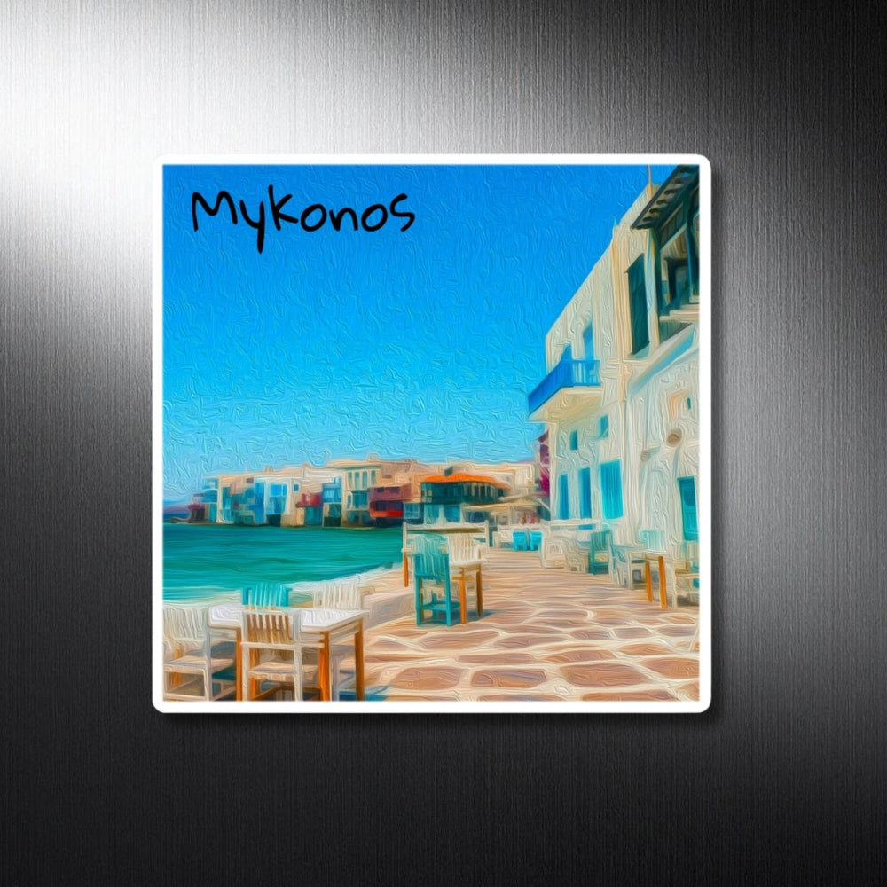 Mykonos, Greece | Little Venice Waterfront Cafe | Original Series Decorative Magnet