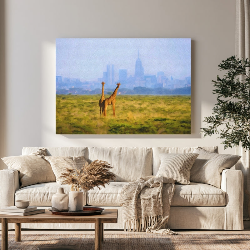 Giraffes Against The Nairobi Skyline — Nairobi, Kenya, view 1