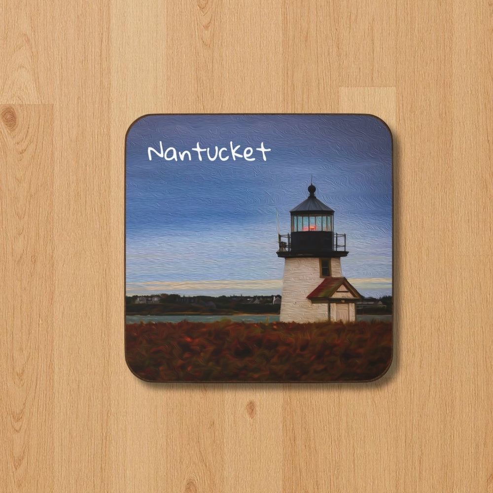 Nantucket, Massachusetts | Brant Point Lighthouse Dusk | Original Series Hardboard Coaster