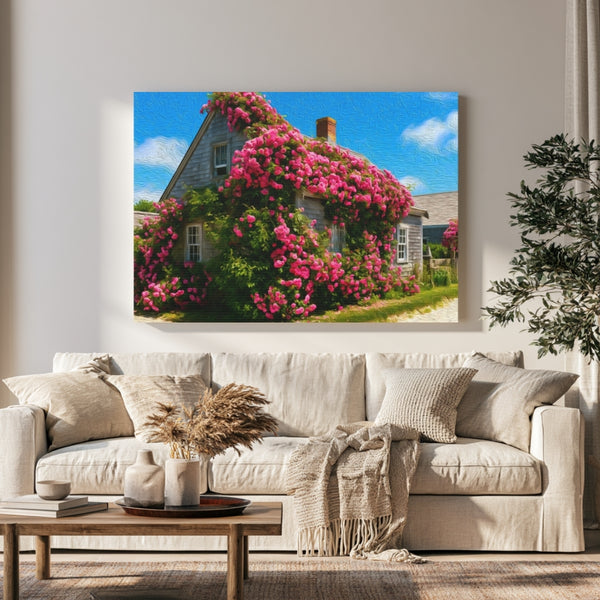 Nantucket, Massachusetts | Nantucket Rose Covered Cottage | Original Series Gallery Canvas