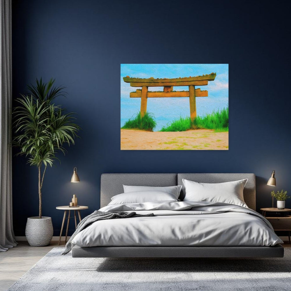 Naoshima Island, Japan | Torii Gate Sandy Shore | Original Series Gallery Canvas detail
