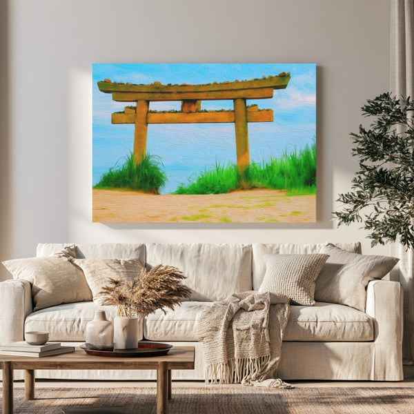 Naoshima Island, Japan | Torii Gate Sandy Shore | Original Series Gallery Canvas