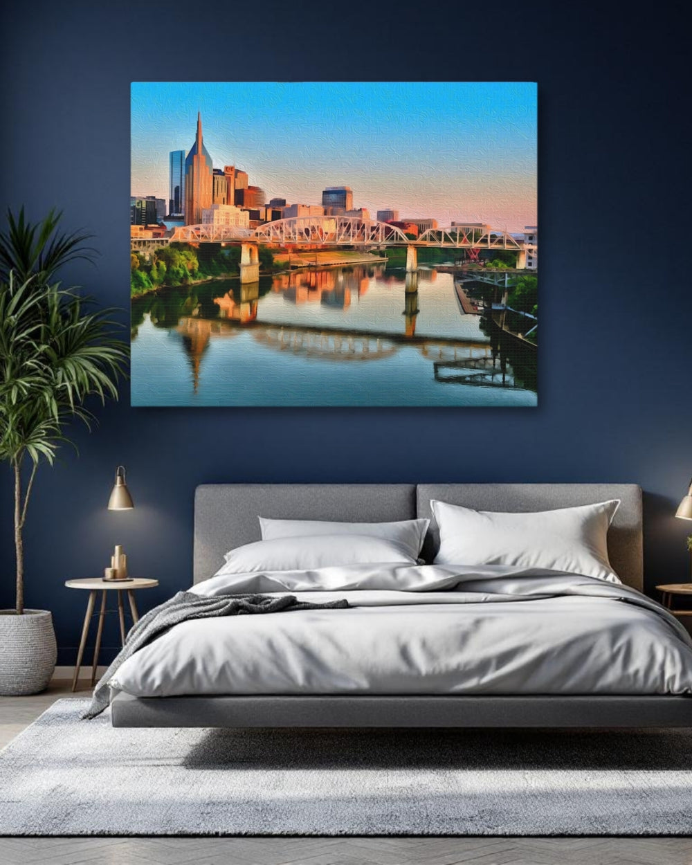 Nashville, Tennessee | Cumberland River Downtown Skyline | Original Series Gallery Canvas detail