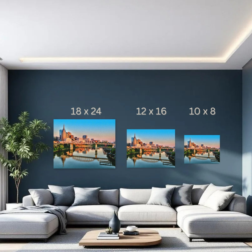 Nashville, Tennessee | Cumberland River Downtown Skyline | Original Series Gallery Canvas detail
