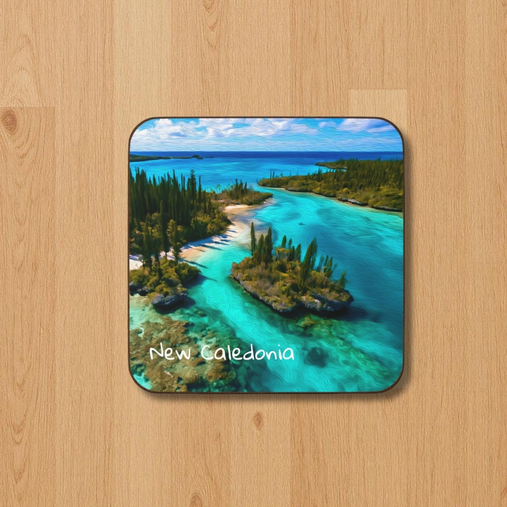 New Caledonia, France | Turquoise Lagoon Pine Shores | Original Series Hardboard Coaster