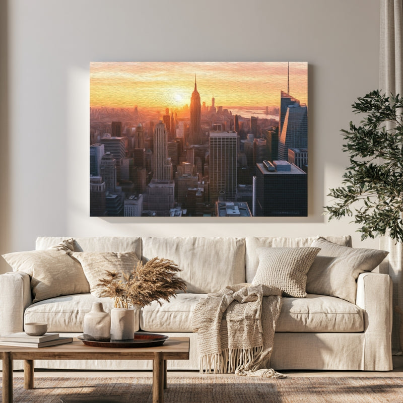 New York City, New York | Manhattan Skyline Sunset | Original Series Gallery Canvas