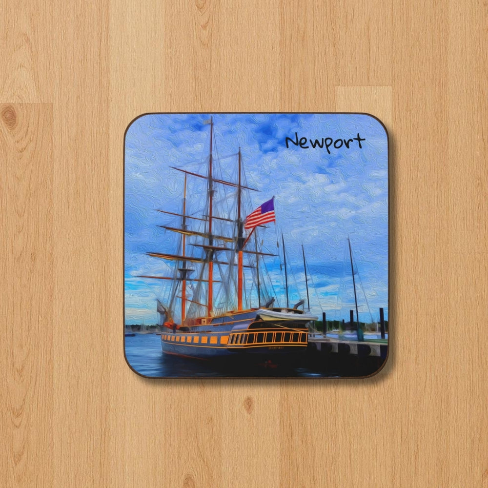 Newport, Rhode Island | Tall Ship Harbor View | Original Series Hardboard Coaster