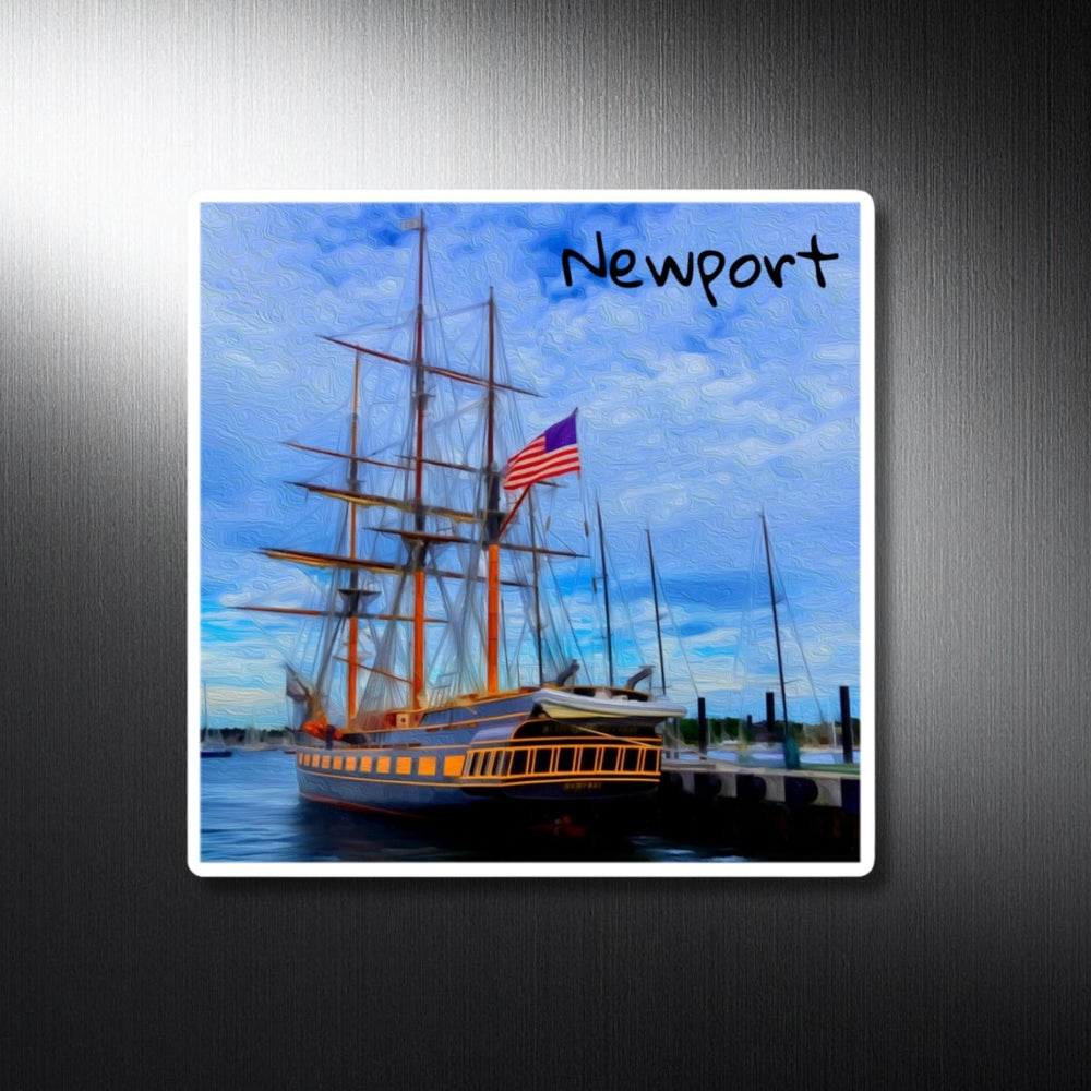Newport, Rhode Island | Tall Ship Harbor View | Original Series Decorative Magnet