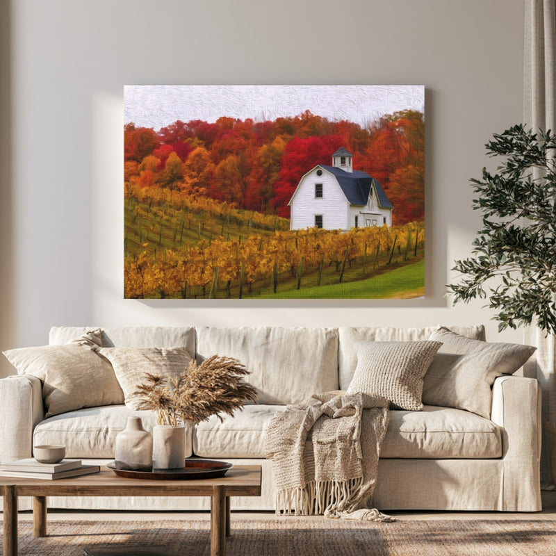 Autumn Vineyard Barn Scene — Niagara-on-the-Lake, Ontario, view 1