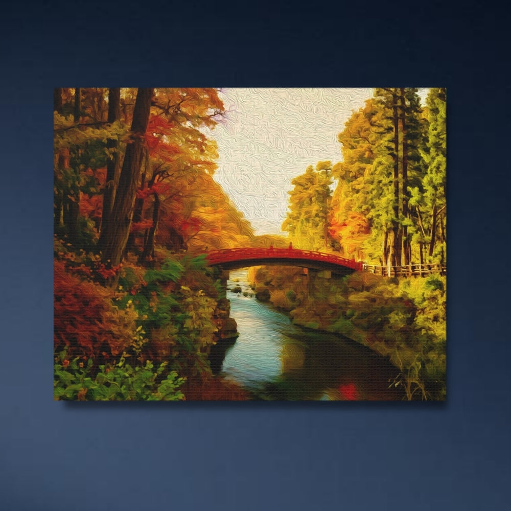 Nikko, Japan | Sacred Red Bridge Autumn | Original Series Gallery Canvas detail