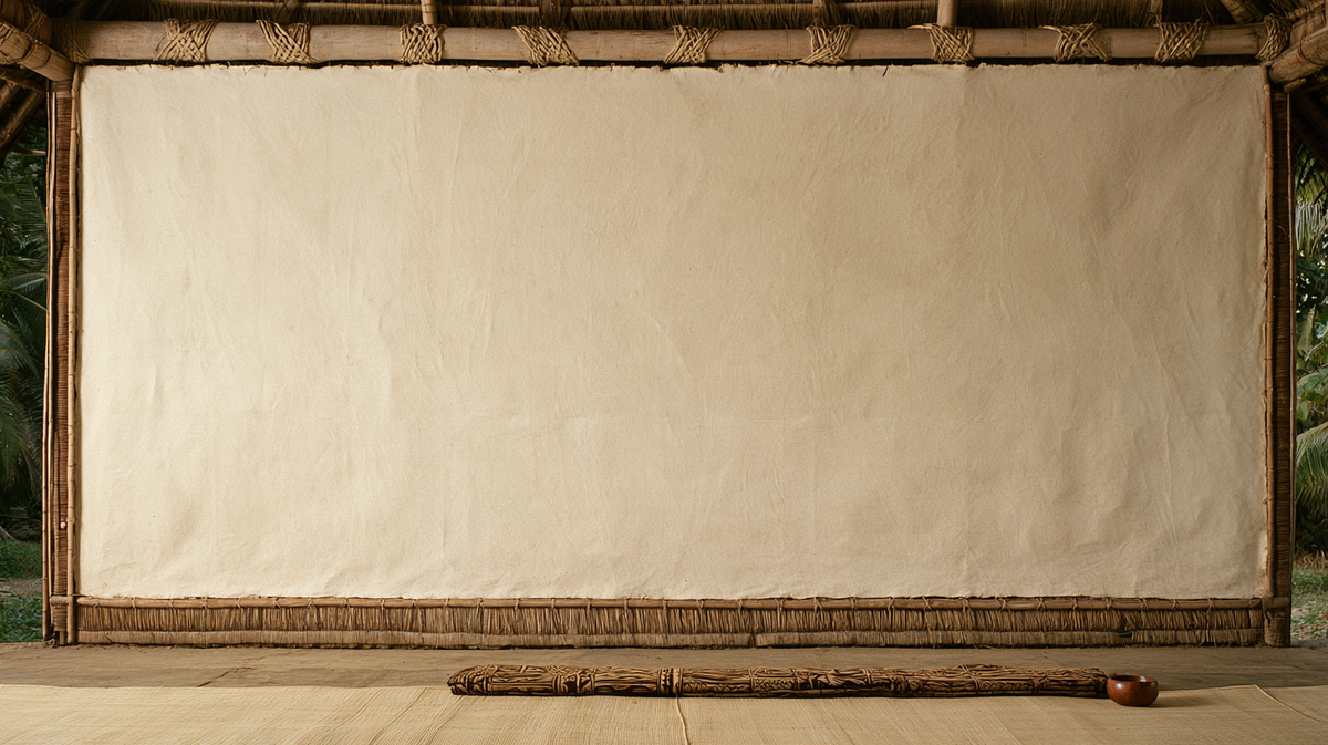 The Tonga Islands collection hung together in a Tonga Islands-inspired room