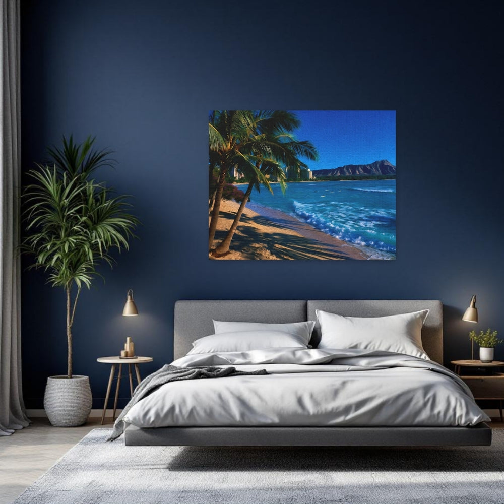 Oahu, Hawaii | Waikiki Beach Diamond Head | Original Series Gallery Canvas detail