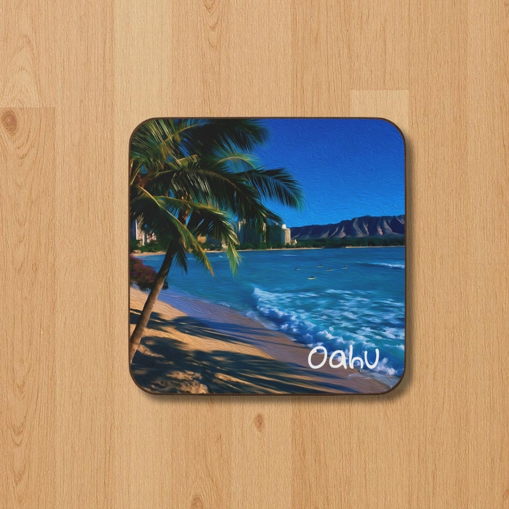 Oahu, Hawaii | Waikiki Beach Diamond Head | Original Series Hardboard Coaster