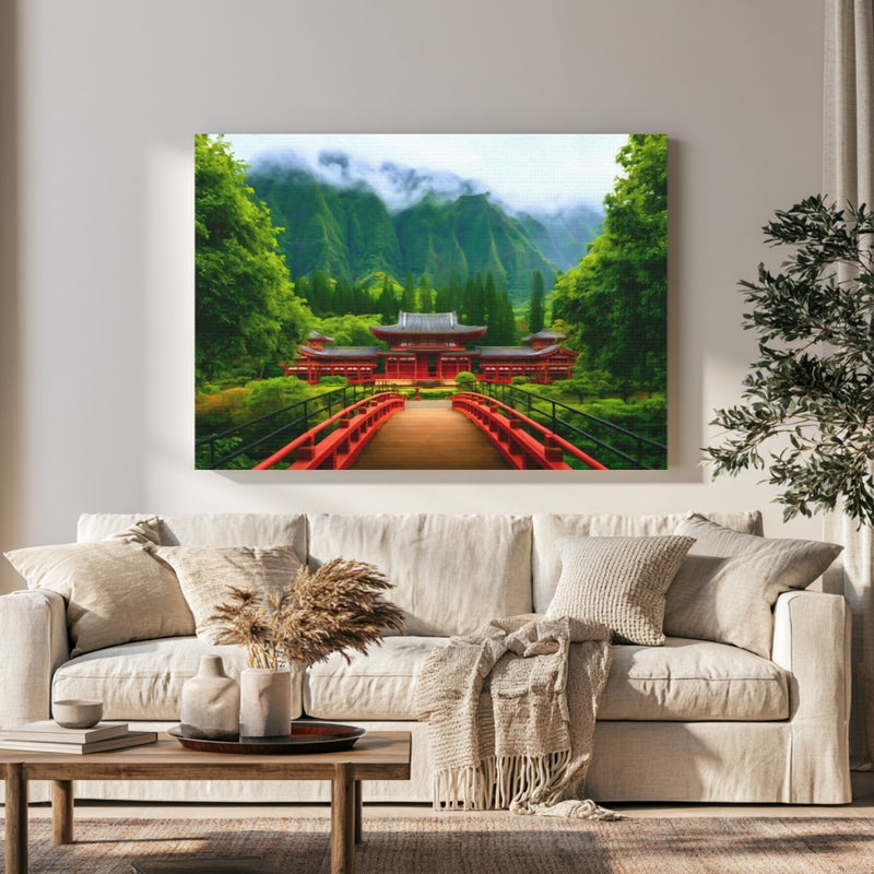 Byodo-In Temple Bridge in a room — Oahu, Hawaii