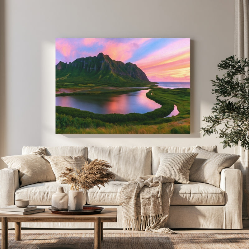 Kualoa Valley Coastal Panorama in a room — Oahu, Hawaii
