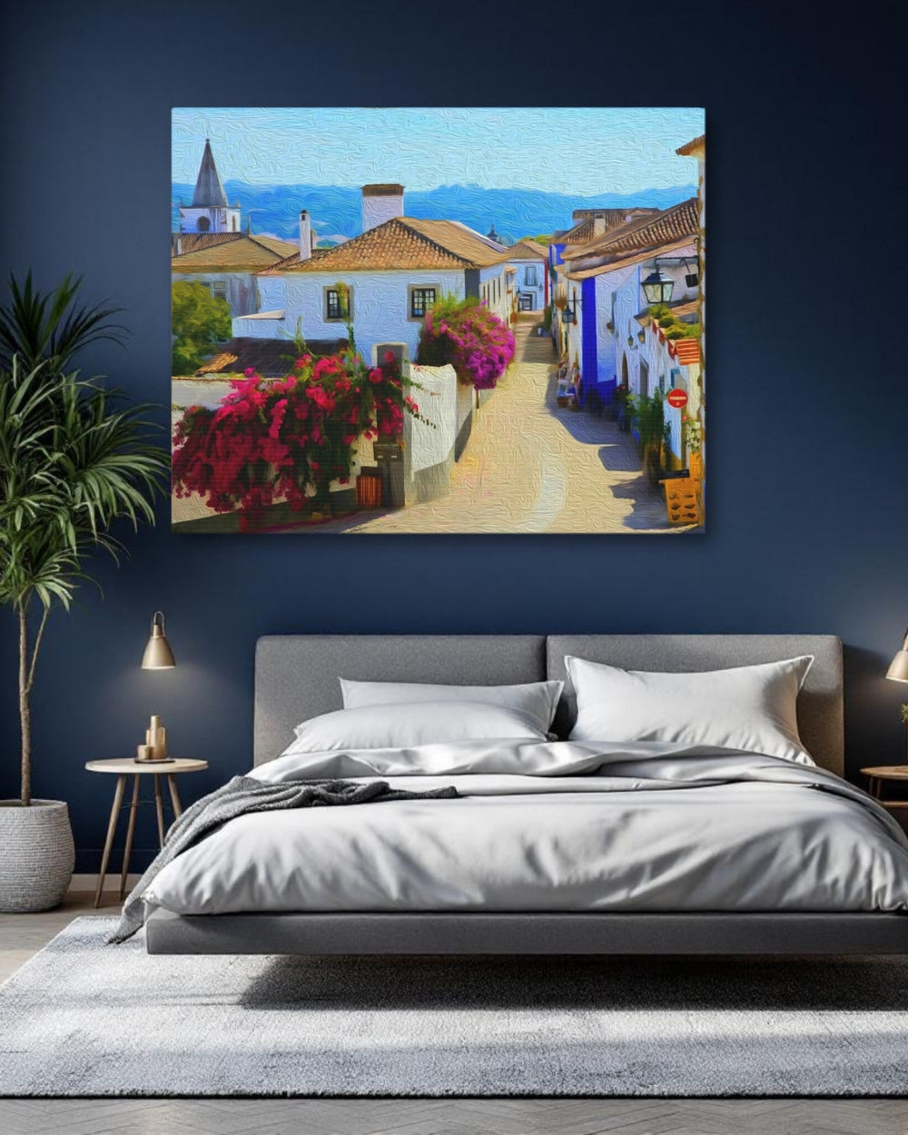 Obidos, Portugal | Medieval Village Cobblestone Street | Original Series Gallery Canvas detail