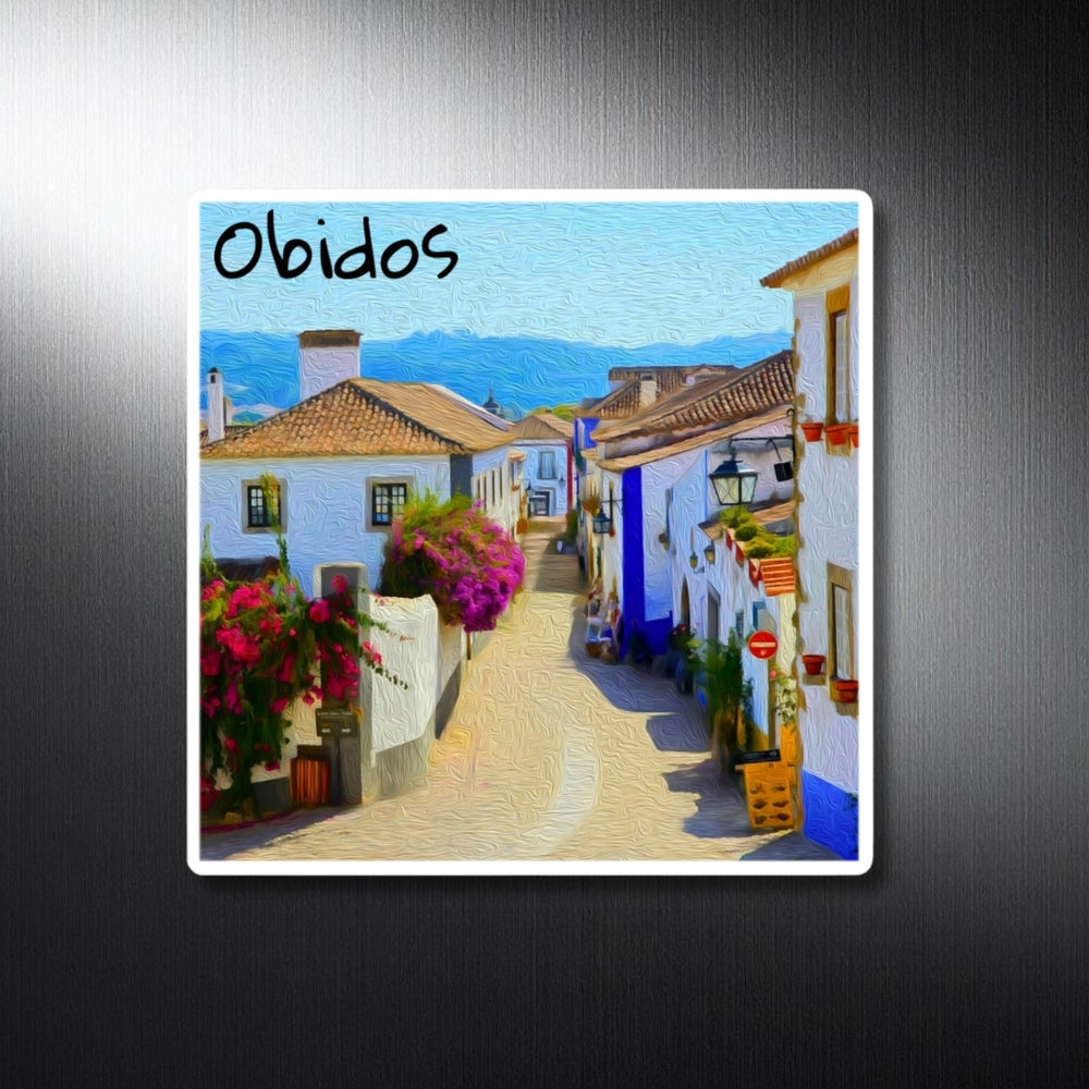 Obidos, Portugal | Medieval Village Cobblestone Street | Original Series Decorative Magnet