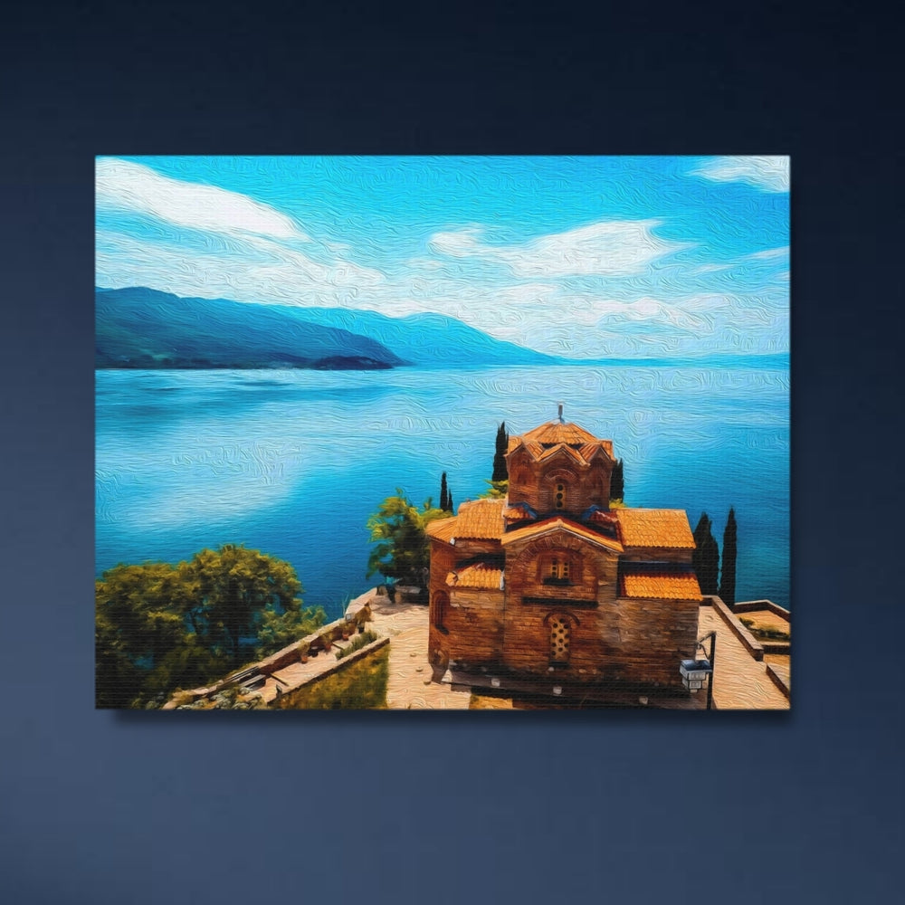 Ohrid, North Macedonia | Ancient Church by Lake | Original Series Gallery Canvas detail