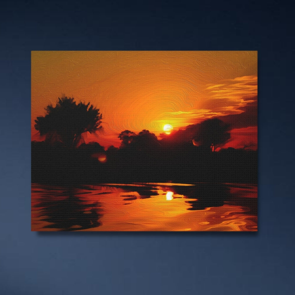 Okavango Delta, Botswana | Okavango Delta Sunset Reflection | Original Series Gallery Canvas detail