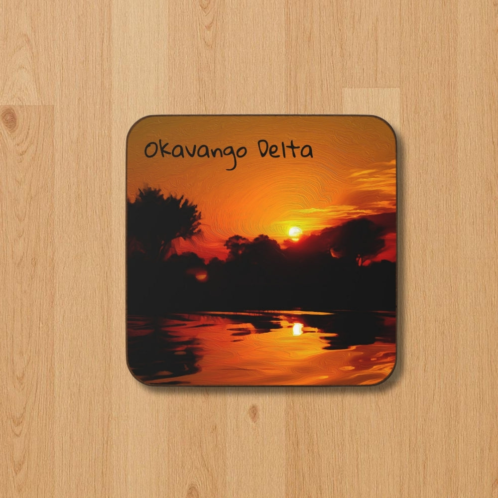 Okavango Delta, Botswana | Okavango Delta Sunset Reflection | Original Series Hardboard Coaster